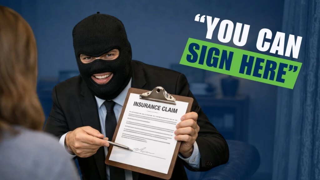 Insurance adjuster offering a settlement agreement and asking a client to sign after a personal injury accident.